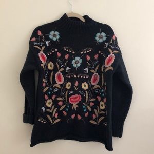 Scandi-inspired floral embroidered turtleneck